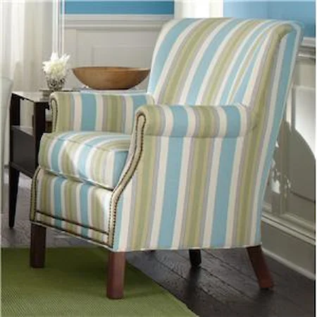 Transitional Rolled Arm Accent Chair with Nailhead Trim